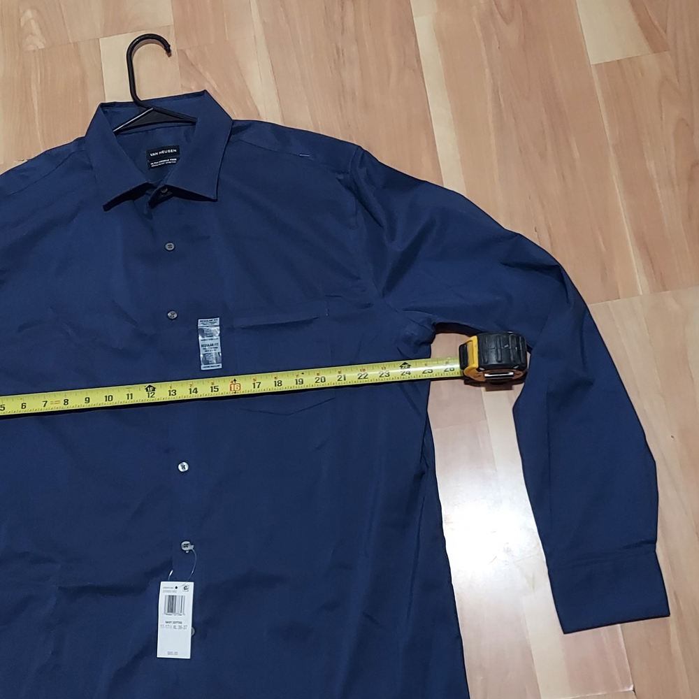 Van Heusen Long Sleeve Button Down Shirt Slate Blue Mens Size XL Slim Stretch - Picture 3 of 7